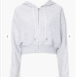forever21 french terry cropped zip hoodie